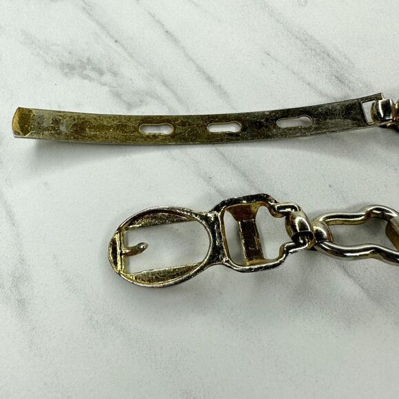 Vintage Textured Gold Tone Metal Chain Link Belt ✨ - Picture 4 of 10